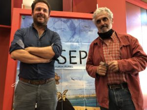 VICENÇ BATALLA | Aurel, el director de <em>Josep</em>, y Georges Bartolí, sobrino del artista catalán, en la presentación de la película en Perpiñán