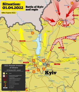 WIKIPEDIA | La llamada Batalla de Kíiv, a fecha del uno de abril de 2022